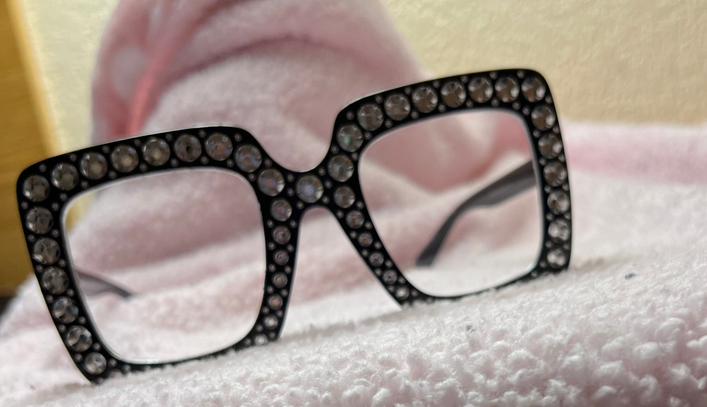 Black & Clear Rhinestone Glasses