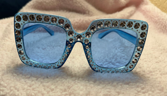 Blue Rhinestone Glasses