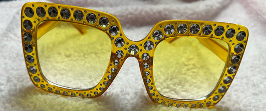 Yellow Rhinestone Glasses