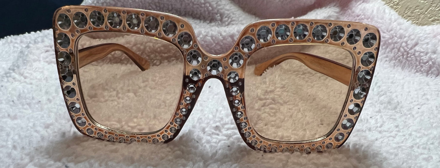 Brown Rhinestone Glasses