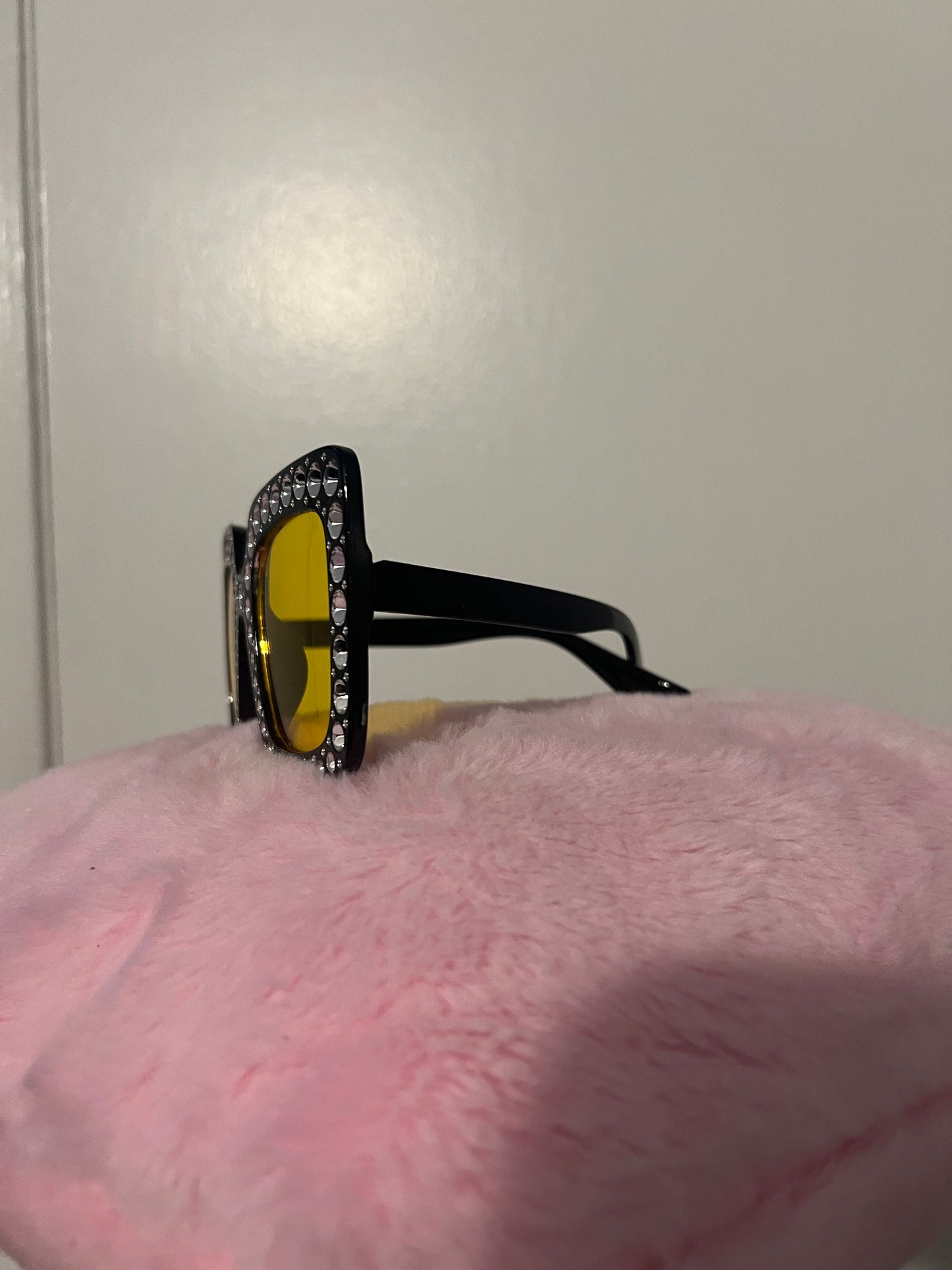 Black & Yellow Rhinestone Glasses